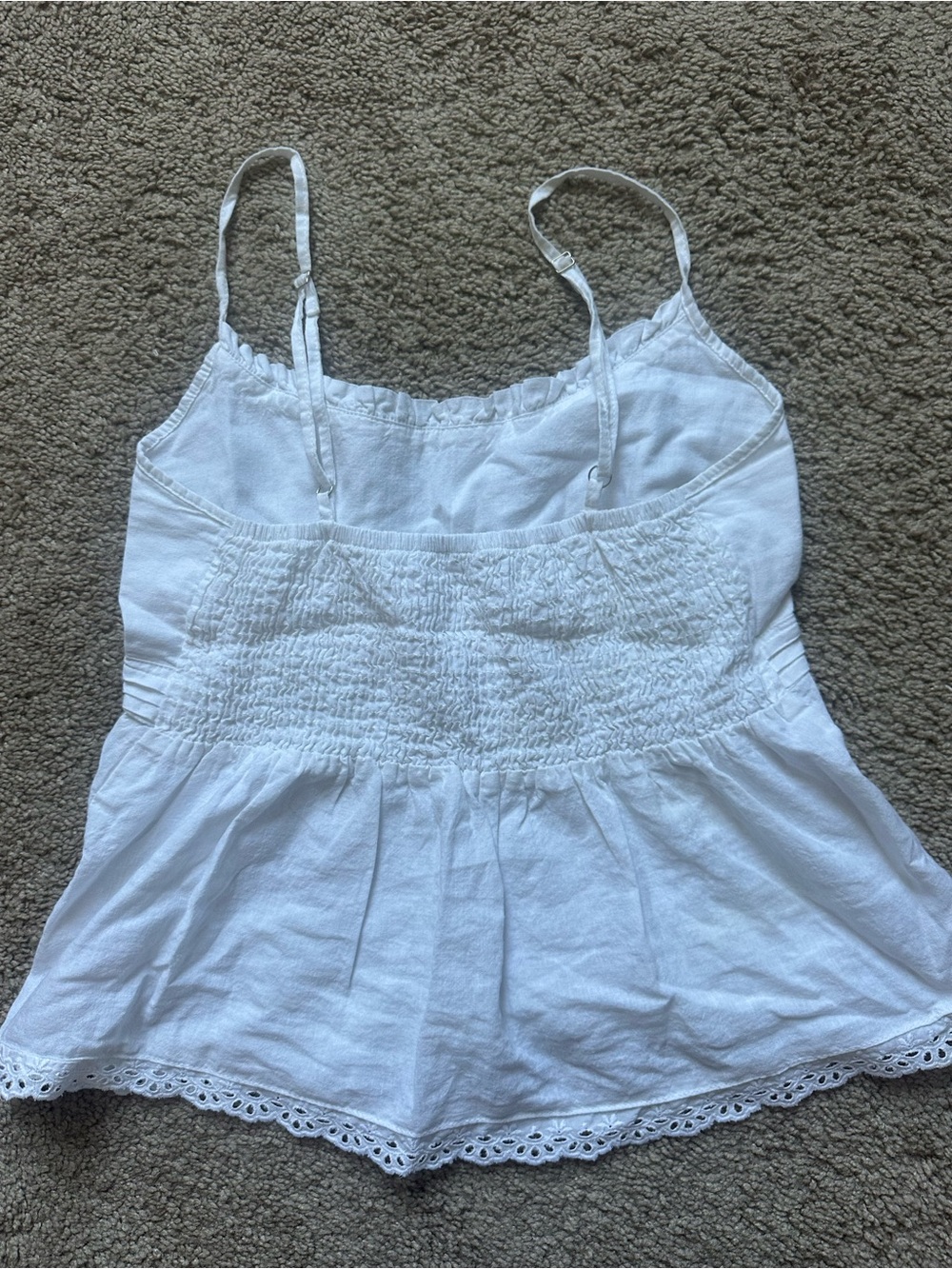 Italian Brandy Melville White Linen Tank with Lace Trim - Picture 2 of 5